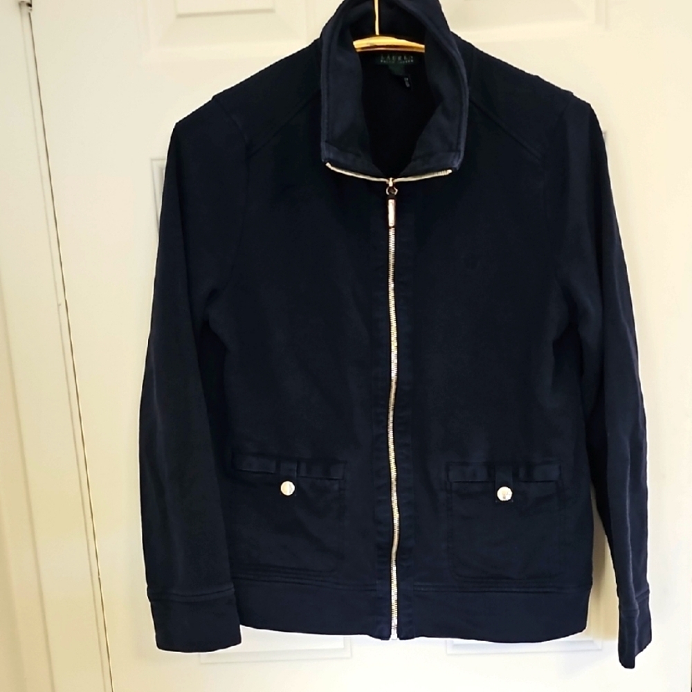 Lauren Ralph Lauren Navy Blue Sweatshirt Zipp 2 Pockets Large